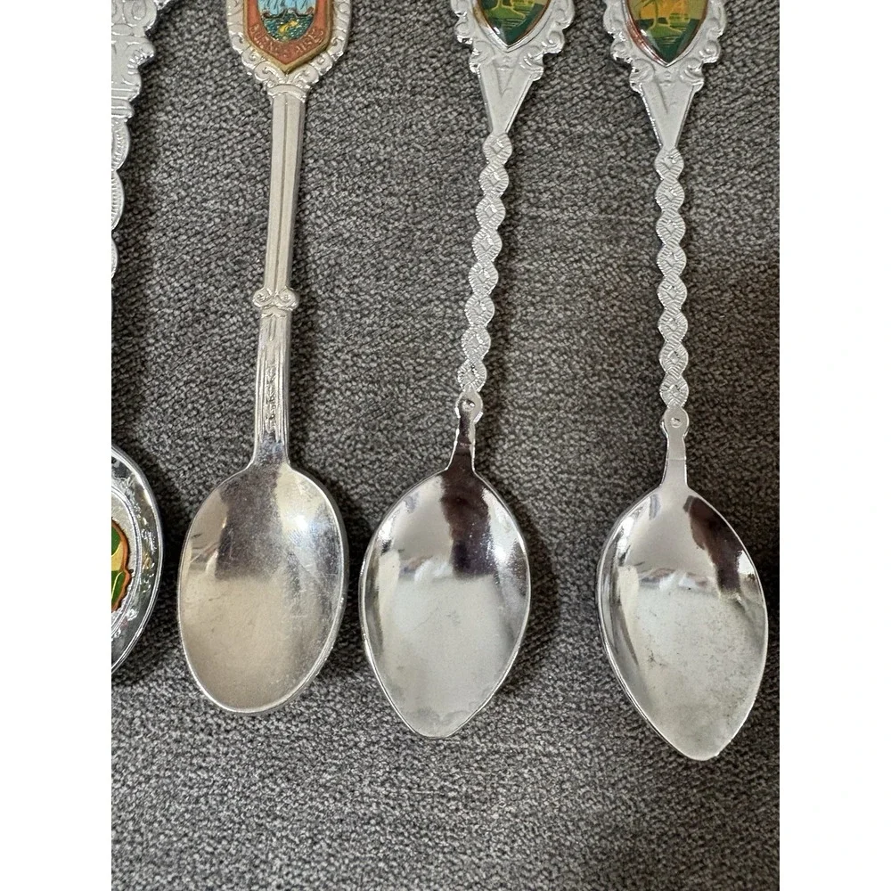 Lot Of 12 Souvenir State Spoons, One Silver plated, European, USA, Bau Gong